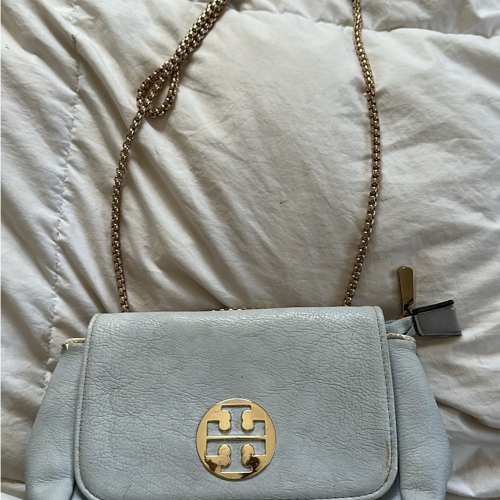 Gray Leather Crossbody Bag